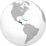 Ubicación  de América Central y El Caribe