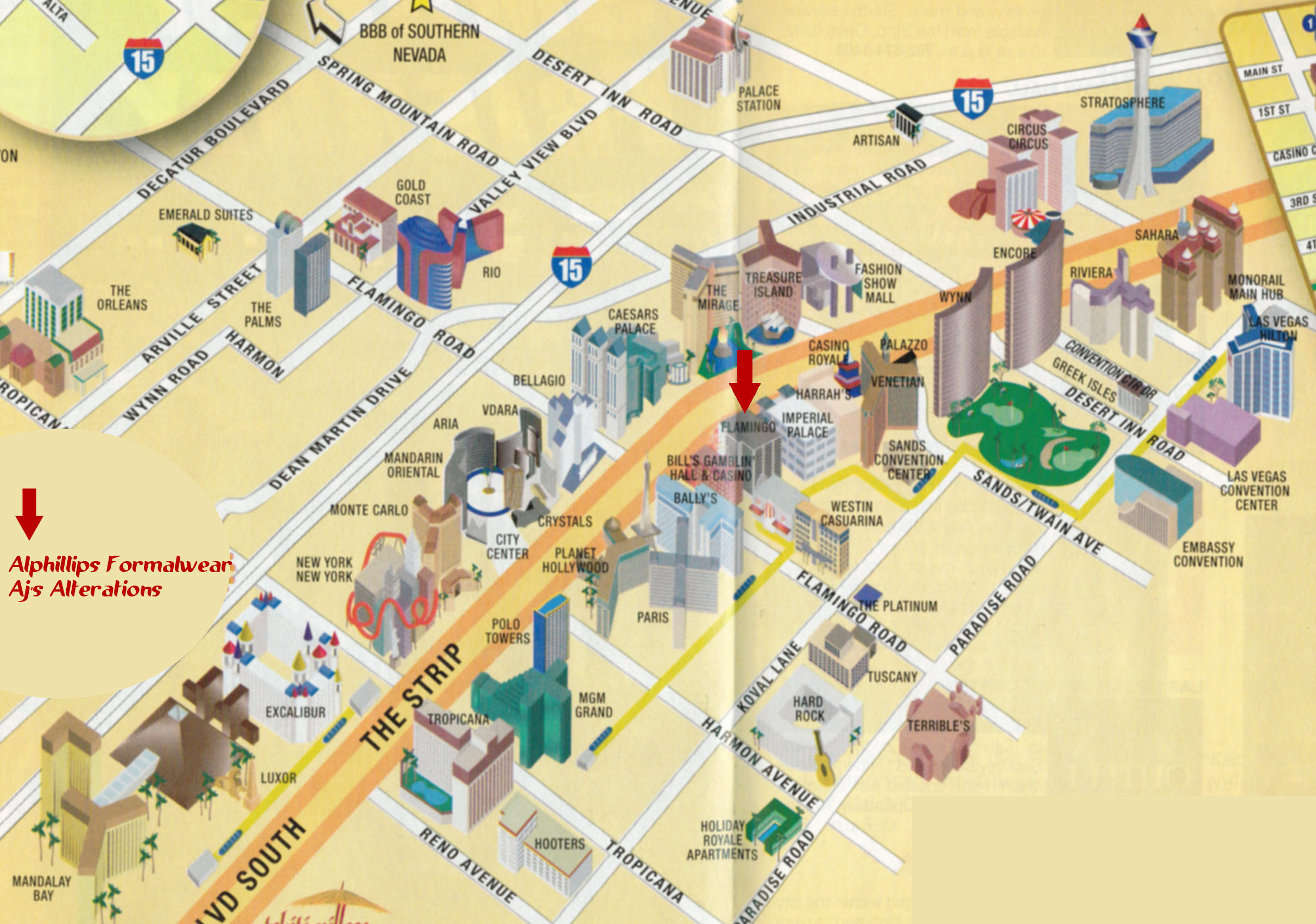 las vegas casino map downtown